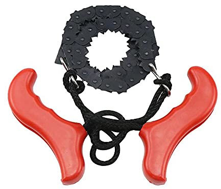 IKAAR Handkettensäge Kompakt Tragbar Carbonstahl Taschenkettensäge Überleben Kette Astsäge Gartensäge 48cm für Camping Garten Survival Rot