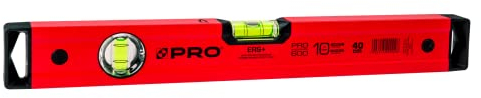 PRO600 Wasserwaage mit magneten 40cm - Ergonomischen Profil und ERS+ (Easy Reading System) Präzise Magnet Wasserwaage - Anti Shock Absorber Endkappen - Farbe Rot