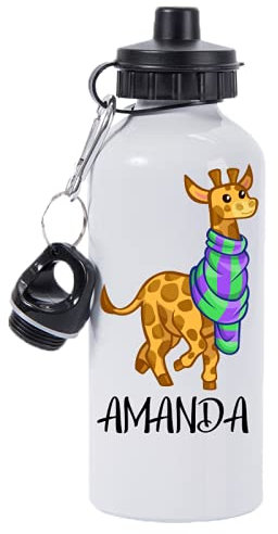 Pickhut Personalised Giraffe Water Bottle 500ml Back to School Gift for Kids