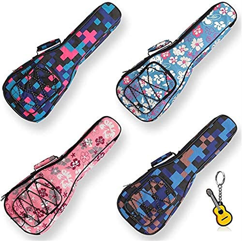 Glenmi Ukulelen-Hartschalenkoffer, 21/23/26 Zoll, Gepolsterte Schützende Hartschalen-Tragetasche Für Konzert-Ukulele (Color : Pink Flower, Size : 26inch)