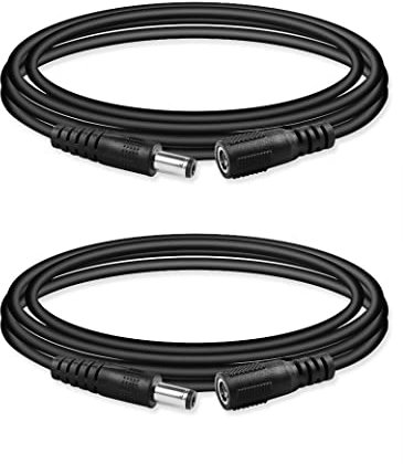 Mr.Power Cable de extensión de alimentación CC para pedal de efecto de guitarra, 5,5 x 2,1 mm, macho a hembra, cable extensor de cable, 1 m, 20 AWG (paquete de 2)