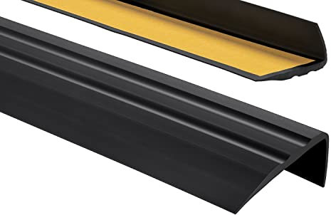 ProfiPVC Perfil de PVC 50mmx25mm, 150 cm - autoadhesivo de borde para escaleras en Forma de L, Tiras antideslizantes para peldaños, Esquina para cantos - Cantonera Protector, Negro