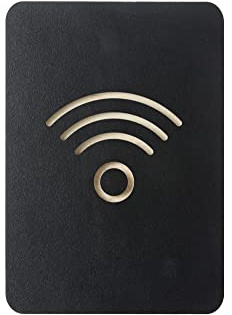 EUROPEL Cartello WiFi con pittogramma – Simbolo autoadesivo in legno WiFi avviso porta segnaletica da parete – adatto per casa, ufficio, scuola, negozio, ristorante – 10,5 x 15 x 0,80 cm