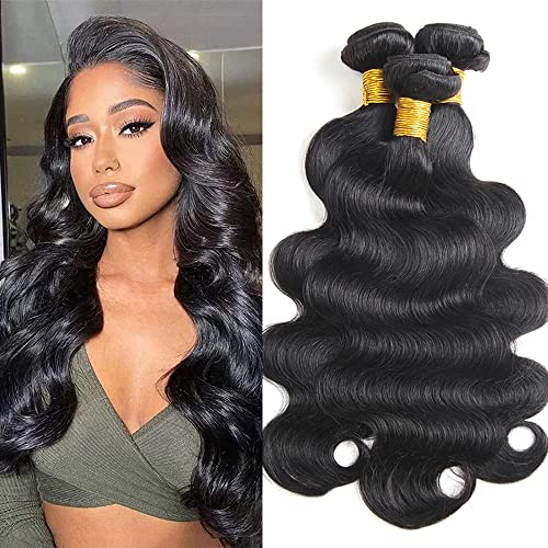 Tissage bresilien en lot cheveux humain Ondulé (14 16 18 pouces) meches brésilienne Body wave Tissage cheveux naturels brésilien Ondulé Cheveux humain naturelles (Total 300g)