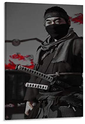 Enartly Leinwand Malerei Bild Spielposter Ghost of Tsushima Moderne Familienschlafzimmer-Dekorationsposter 60x90cm Kein Rahmen