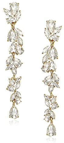 EVER FAITH Strass Kristall Kronleuchter baumeln Ohrringe Art Deco Marquise Teardrop lange Tropfen Ohrhänger für Damen Braut Hochzeit Prom Klar Gold-Ton