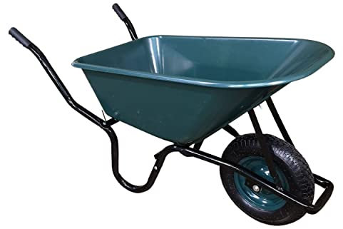 110 Litre 150kg Capacity Heavy Duty Outdoor Pneumatic Plastic Garden Wheelbarrow in Green