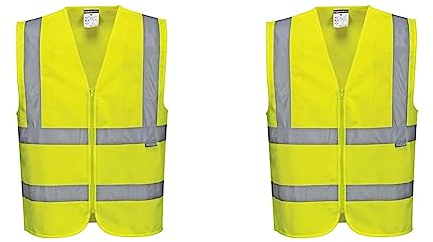 Portwest C375YERL Warnweste mit Reißverschluss, Größe L, Gelb (Packung mit 2)