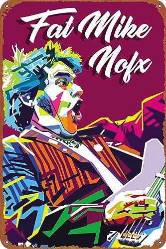 KIVYYB Fat Mike Nofx Musikposter 20,3 x 30,5 cm – Vintage-Metall-Blechschild für Zuhause, Bar, Pub, Garage, Dekoration, Geschenke