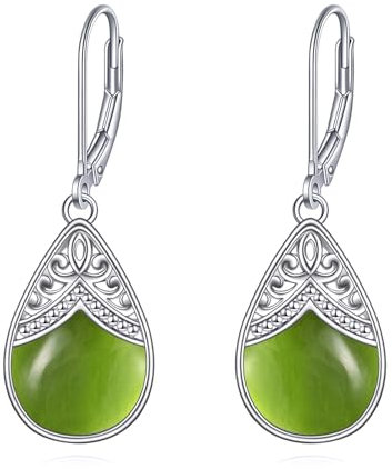 VONALA Tropfen-Ohrringe, Sterlingsilber, filigran, irische keltische Tropfen-Ohrringe, Schmuck, Geschenke für Damen und Mädchen (Peridot-Ohrringe)