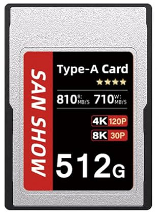 SANSHOWSD 512GB CFexpress Type A Memory Card (PRO), Up to 810MB/s Read & 710MB/s Write for 4K 8K Recording RAW Video& Photo, Compatible with Sony Alpha&FX Cameras,Supports PCle 3.0 (512, GB)