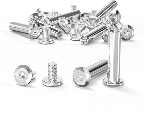 ORTAVA 10 Stück Verbindungsschrauben M6 x 30 mm (10 x Möbelschrauben, 10 x Hülsenschrauben), Edelstahl A2 V2A Schrankverbinder, Möbelverbinder, Schränken, Holzbrettern