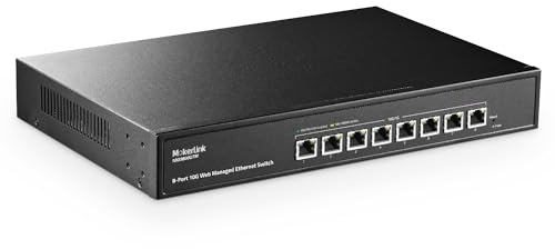 MokerLink Switch gestito 10 Gigabit a 8 porte, supporto negoziazione automatica 10G/5G/2,5G/1000M, larghezza di banda 160 Gbps, gestione Web intelligente, switch Ethernet con montaggio su rack in meta
