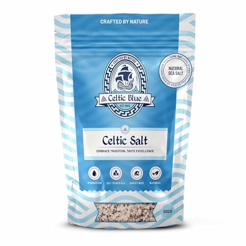 Celtic Blue Celtic Sea Salt 500g | 100% Unrefined Coarse Celtic Sea Salt | 82+ Essential Minerals & Nutrients | Light Grey Celtic Salt | Traditionally Hand Harvested from Guérande, France