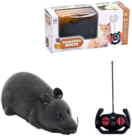 DSOUWEH Realistic Appearance RC Cat Toy Lifelike Mouse For Endless Kitty Entertainment Remote-Controlled Rats Plastic, Dark grey