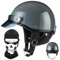 Motorrad Halbhelm Mit Gesichtsschutz, Deutscher Stil Retro Helm Für Männer Und Frauen, Moped Roller Halbhelm Für Erwachsene, ECE Genehmigter Vintage Motorrad Halbschalenhelm