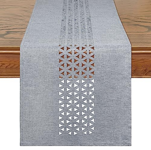 Weldomcor Leinengewebe Tischläufer Grau 30 x 180 cm Moderner Tischläufer, Tischläufer Abwaschbar, Hochwertiger Tischläufer Einfarbiger, Tischläufer für Esszimmer Küche Party Urlaub Dekoration