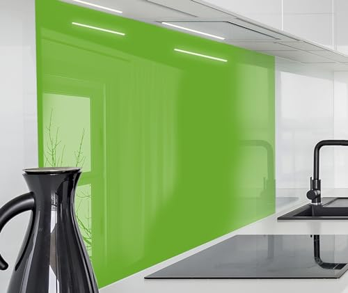 Herd Spritzschutz Wand Platte Spüle, Küche Küchenrückwand Glasoptik | Acryl Glas 2mm | Glasrückwand Acrylglas Rückwandschutz Uni unifarben einfarbig | 60x40cm Grüne, Lime