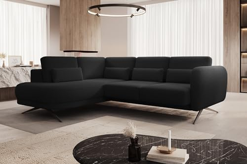DomiMeble Domohome Ecksofa ILUSIO L Sofa mit elektrisch ausziehbarer Sitzfläche - Elegante Couch - Wohnzimmer Möbel (Links, Now Ov Never 100)