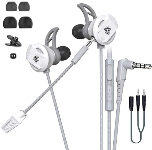 BraveKoi In-Ear Gaming Headset,Wired Earbuds with Noise Cancellation,Dual Microphone Bass Stereo Gaming Earphone Suitable for PS4 Xbox one/S, Nintendo Switch, Laptop