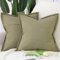 Madizz 2er Set Polyester Leinen Kissenbezügen mit breiter Kante Weiche dekorative Kissenbezüge für Sofa Schlafzimmer Kissenhülle Moosgrün 60x60 cm Quadrat