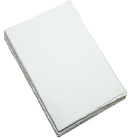 Fausta Handgefertigtes strukturiertes Baumwollpapier, cremefarben, 50 Blatt (250 g/m²), 15,2 x 10,2 cm, Büttenrand, Virgin Paper zum Skizzieren, Zeichnen, Einladungen, gemischte Medien