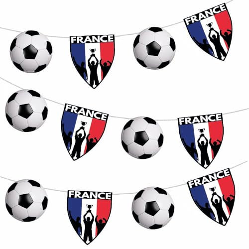 AK Giftshop France Euro Football Flag Bunting Party Decorations - 12pcs / 2.5m Ribbon