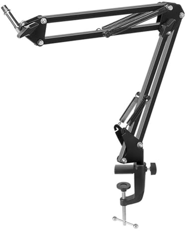 iFutniew Brazo Articulado para Micrófono de 25 cm con Soporte de Mesa para Podcasting, Videojuegos, Radio y Audio de Estudio,D