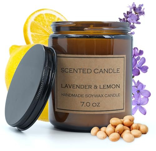 Stressabbau Duftkerze für Sie Candles Herbst Terrasse Picknick,Dekoration, Geschenk,Raumduft Lavendel & Zitrone