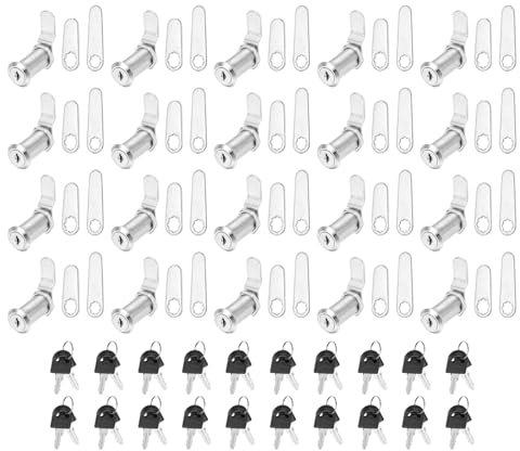 PATIKIL 1-1/2 Inch Keyed Alike Cabinet Locks with Key, 20 Pack Cam Replacement Lock Cylinder Toolbox Lock for RV Drawer Storage Cart Mailbox, Silver