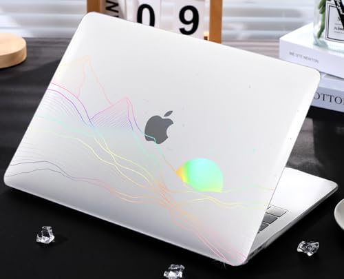 KEROM für MacBook Air 13 Hülle 2025 M4, 2024-2022 M3 M2 A3240 A3113 A2681, Ultradünne Transparent Kunststoff Case und Tastaturschutz für MacBook Air 13'' M4/M3/M2 Chip (2022-2025), Sonnenaufgang