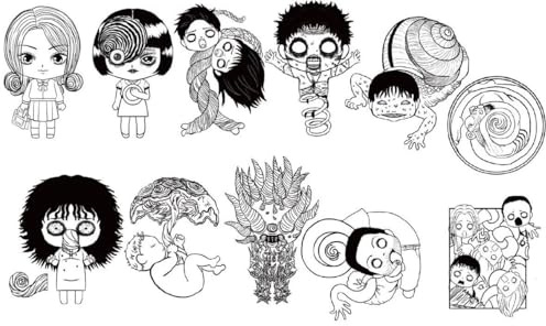 Monogram Junji Ito Uzumaki – Figuraler Taschenclip – 3D-Schlüsselanhänger aus Schaumstoff – Schwarz und Weiß