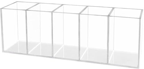 MEISO Portapenne in Acrilico, Porta Pennelli per Trucco, Portamatite per Organizer per Cancelleria da Scrivania, Trasparente Portamatite da Scrivania con 5 Scomparti, per Casa, Ufficio, Scuola