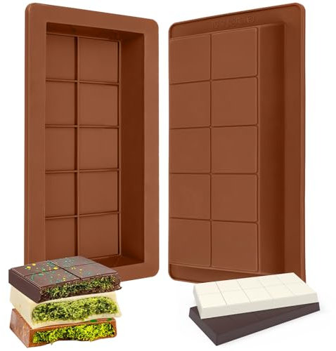 Bomtop 2 Pièce Moule Tablette Chocolat Dubai, Moule Tablette Chocolat, Moules à Chocolat en Silicone, Moule Chocolat, Antiadhésifs Moule Silicone Chocolat, Moules à Chocolat Profond