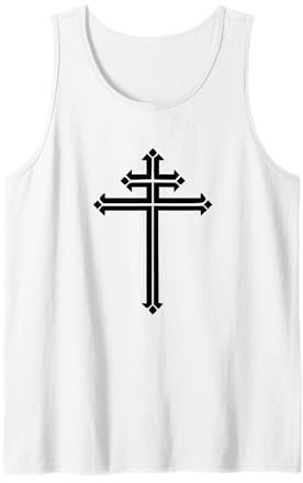Elegantes orthodoxes Lothringen christliches Kreuz Symbol in Schwarz Tank Top
