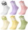 Utensilsto 6 Paar Socken Damen 35-39 Tennissocken Bunte Sportsocken Retro Baumwolle Socken mit Streifen Motiv für Damen Lauf Arbeit