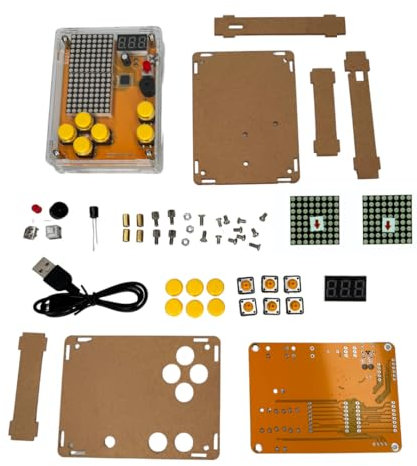 AZDelivery DIY Elektronik Bausatz - Konsole mit transparenten Gehäuse, Retro Handheld Elektronik Kit für Anfänger & Fortgeschrittene, Lötset zum Löten Lernen & Basteln mit LED-Matrix und Punktanzeige