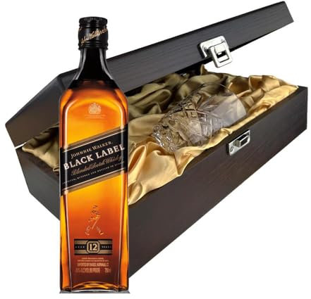 Johnnie Walker Black Label Whisky In Luxury Box With Royal Scot Glass 70cl 40% abv