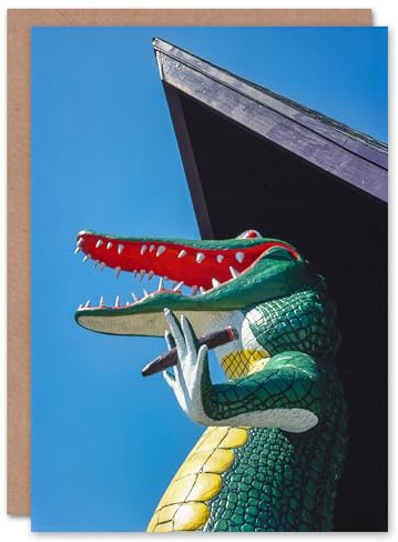 Artery8 John Margolies Art Card Gatorland Zoo Alligator With Cigar Photo