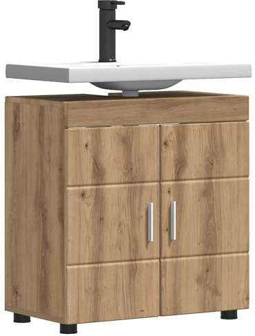 vidaXL Oak Bathroom Cabinet, Made from Engineered Wood, Plenty of Space, Measures 60 x 34 x 63 cm It is for Indoor Use Only and Requires Assembly. Has a Modern and Stylish Style, Perf