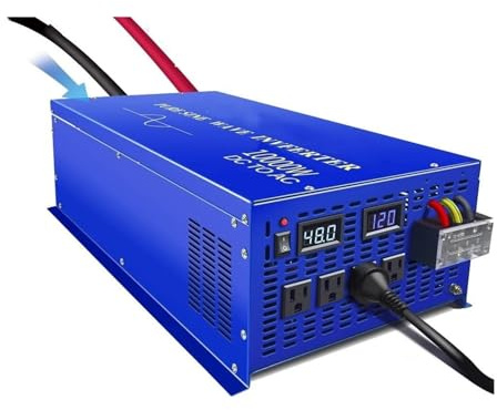 Onduleur Onduleur À Onde Sinusoïdale 24V 220V Convertisseur Batterie Pour Installation Solaire 12V/36V/48V/96V DC À 110V/120V/230V/240V AC 10000W Convertisseur Tension(12V,220V_FRANCE)
