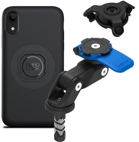 Quad Lock Support Téléphone pour Fourche de Moto avec Amortisseur de Vibrations et Coque MAG pour iPhone XR