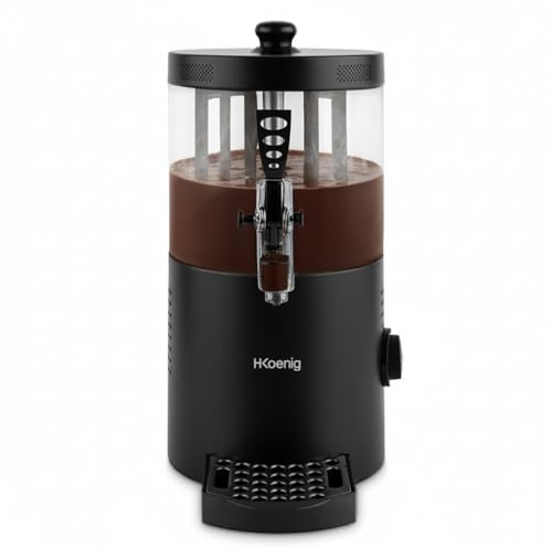H.Koenig Distributeur à Chocolat Chaud Acier inoxydable SHK802, 1200W, Cuve amovible de 3L, Thermotast réglabable, Maintien au chaud, Système anti-goutte, Compatible Lave-vaisselle