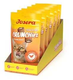 JOSERA Crunchies Chicken | 6X 60g | Knusperkissen mit Hühnchen für Katzen | Adult | Premium Snack mit Huhn für Katzen - außen knusprig, innen cremig | zucker- & getreidefrei | mit Vitaminen & Taurin