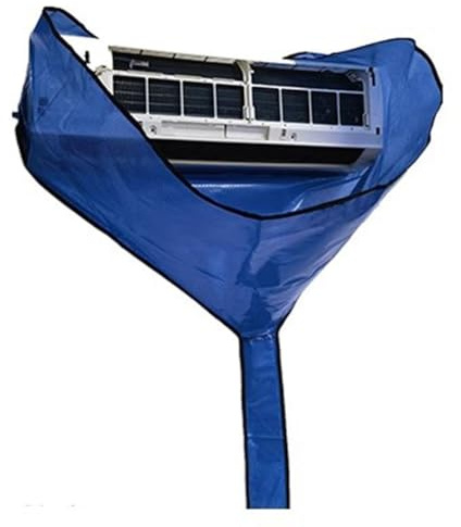 Hipzeepo Large Air Conditioner Cleaning Cover Kit with Drainage Pipe Summer Cleaner Brush Sprinkler Hanging Ac Water Washing Bag Blue