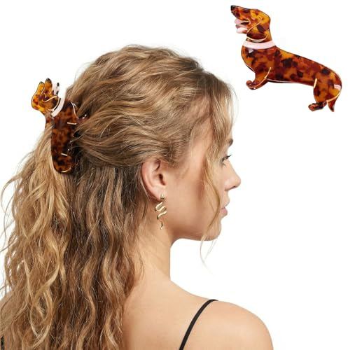 Juego de pinzas para el pelo de perro salchicha para mujeres y niñas con animales, pinzas para el pelo para perros, niñas, amantes de los perros, regalos, pinzas antideslizantes para el cabello