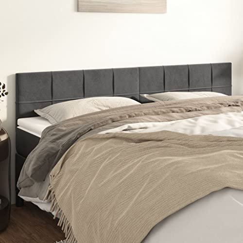 Owoxanthellate Bettkopfteil Set Dunkelgrau Samt 160 x 5 x 78/88 cm Höhenverstellbar Modernes Design Gepolstert Matratzenrückwand für Schlafzimmer Boxspringbett und Doppelbett
