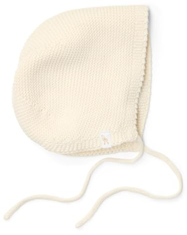 Little Dutch Babymütze Hut Beanie mit Schnüren - für Neugeborene Babys - Bekleidung Unisex Strick Mütze Baby - für Jungen und Mädchen - Off White - Newborn Naturals weiß (Gr. 3-6 Monate)