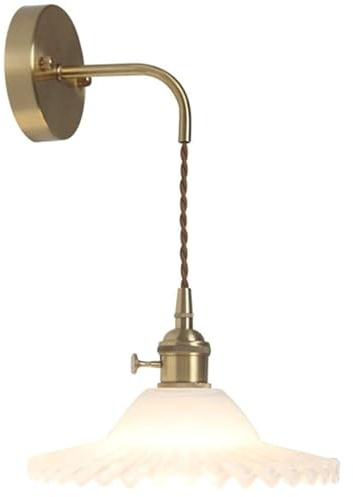 KXQYIKYI Wandleuchte, Innenwandleuchten, Glasschirm, Schlafzimmerlampen, Vintage-Messing, Wohnzimmer-Wandleuchten, Flur, für Badezimmer, Arbeitszimmer, Spiegel