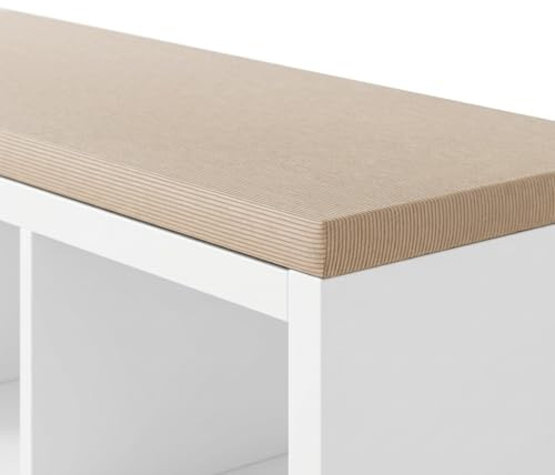 Clutter Cover Sitzkissen Cord für Kallax Regal, Sitzauflage für 2er, 3er & 4er Kallax, Sitzbank Auflage mit waschbarem Bezug aus Cord-Stoff, Bankauflage (Beige, 111 x 39cm)